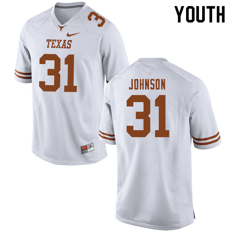 Youth #31 Jamier Johnson Texas Longhorns College Football Jerseys Sale-White